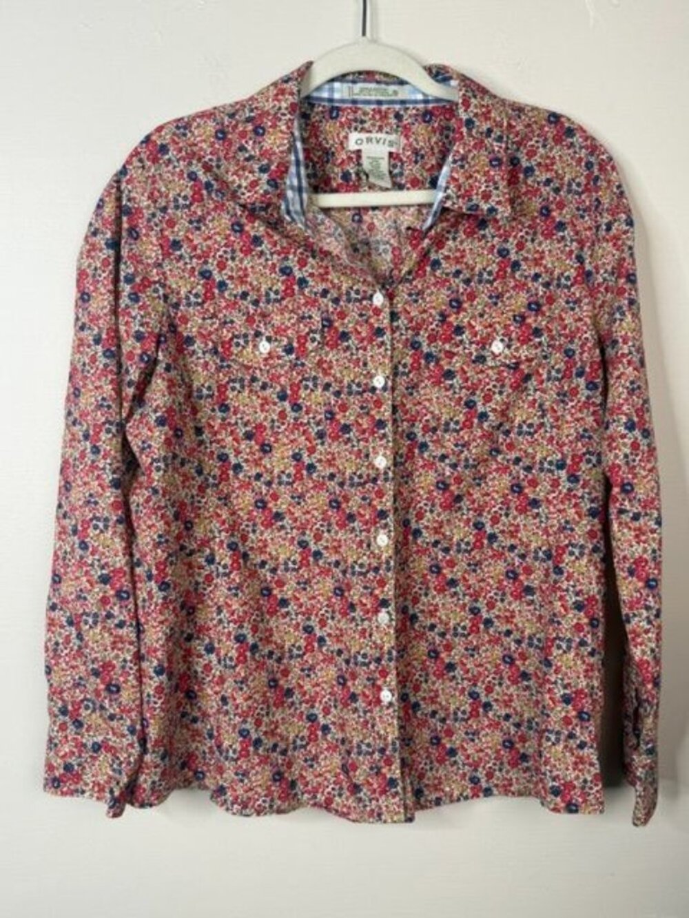 Orvis Women's Wrinkle Resistant Floral Long Sleeve Button Up Shirt Size 16